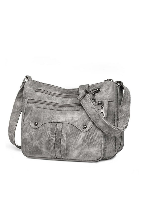 Purses for Women Crossbody Bags For Women Pocketbooks Soft PU Leather Purses and Handbags Multi Pocket Shoulder Bag (Gray)