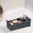 thumbnail image 1 of openpig Round Paper Rope Storage Basket, Wicker Baskets for Organizing with Handle, Decorative Storage Bins for Countertop Toilet Paper Basket for Toilet Tank Top Small Baskets, Black, 1 of 6