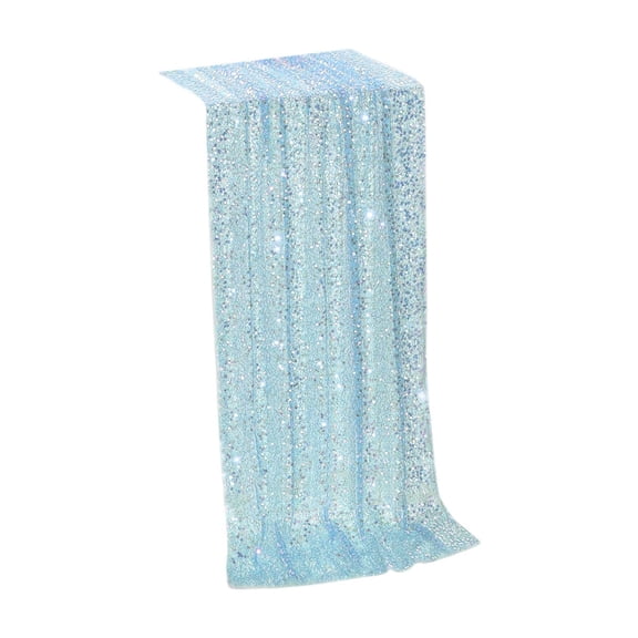 openpig Sequin Table Runner Blue Sparkly Metallic Sequin Runner for Wedding Party Dinner Reception, Blue Sequin Fabric Wedding Table Runner Baby Shower Birthday Dinner Table