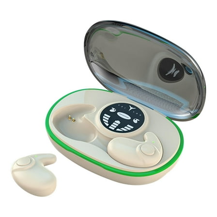 openpig Sleep Earbuds Bluetooth in Ear Light-Weight Headphones, Mini Invisible Earplugs Small Design for Side Sleepers, Sleep Wireless Earphone with Charging Case, Beige