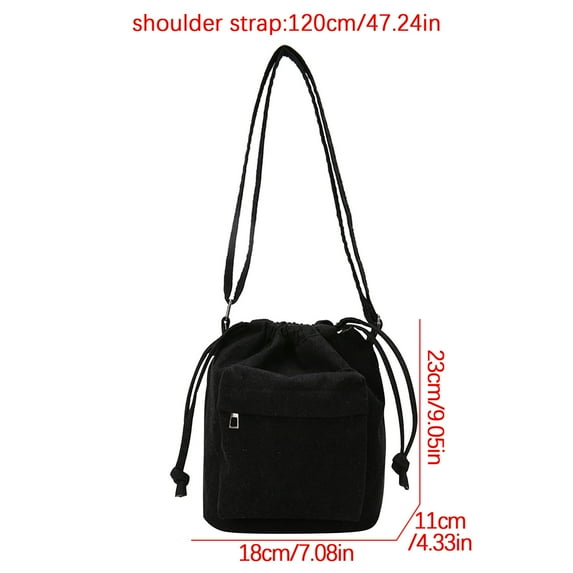 openpig Small Bucket Crossbody Cellphone Bags Drawstring Purses For Men Women, Lightweight Woman Over Shoulder Purse Black