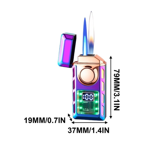 openpig Smart Display Dual Flame Torch Lighter, Transparent Core Electric Lighter with LED Display, Butane Refillable & Type-C Charging, Jet Flame & Soft Flame Lighter (Without Butane) C