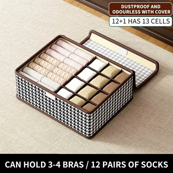 openpig Sock Drawer Organizer Divider Underwear Organizer 17-cell Fabric Dresser Drawer Organizers Storage Boxes for Socks Lingerie, Handkerchiefs, Ties, Non-Woven Storage Boxes (S)