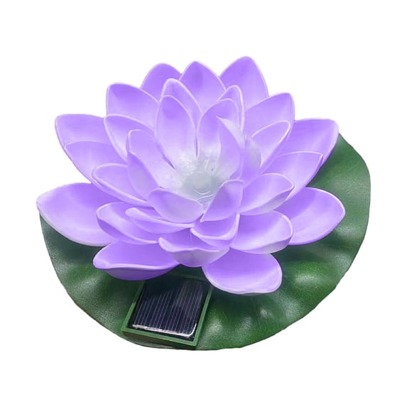 openpig Solar Floating Pool Lights, Waterproof Floating Lotus Light, Floating Lights Lotus Floating Lanterns Artificial Lily Pads for Pool Party Garden & Pond Summer Decoration, Purple