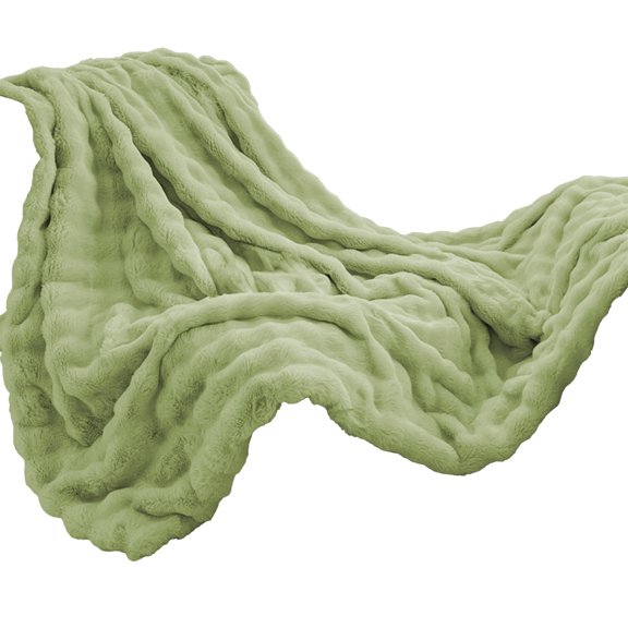 openpig Throw Blanket for Couch – Cozy Fuzzy Soft Plush Fluffy Thick Luxury Minky Bubble Blanket for Living Room Home Decor – Fathers Day Birthday Gifts for Women and Men, Green, 59x39 Inch