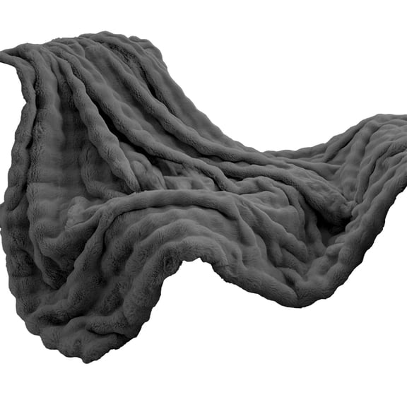 openpig Throw Blanket for Couch – Cozy Fuzzy Soft Plush Fluffy Thick Luxury Minky Bubble Blanket for Living Room Home Decor – Fathers Day Birthday Gifts for Women and Men, Gray, 59x39 Inch