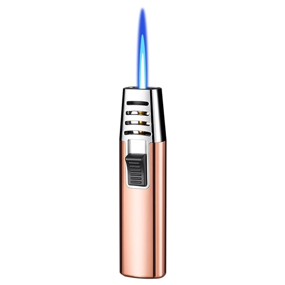 openpig Torch Lighter, Butane Refillable Windproof Adjustable Flame Intensity with Flame Lock for Hiking Cooking Camping Outdoors (Rose Gold)