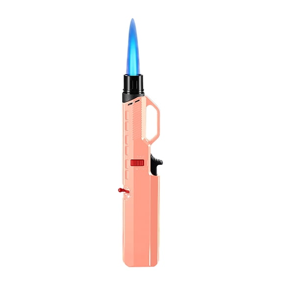openpig Torch Lighter, Windproof Adjustable Jet Flame, with Safety Lock, Refillable Butane Torch Lighters for Grill, Camping, Candle, Stove (NO Gas) Pink