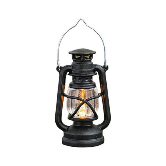 openpig Vintage LED Hurricane Lantern, LED Battery Powered Camping Lamp Outdoor Hanging Lantern, Landscape Decor for Table Patio Garden Yard Pathway Porch (Black)