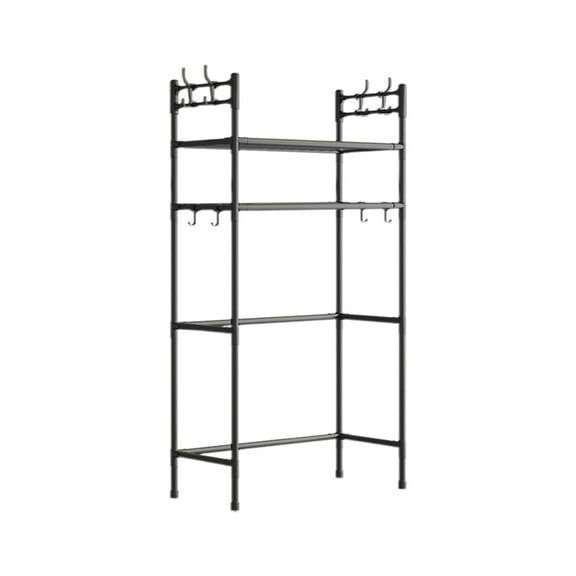 openpig Over Washer and Dryer Shelves, 2 Tiers Laundry Room Storage and Organizer Standing Shelf, Metal Freestanding Clothes Drying Rack, Bathroom Space Saver, Black