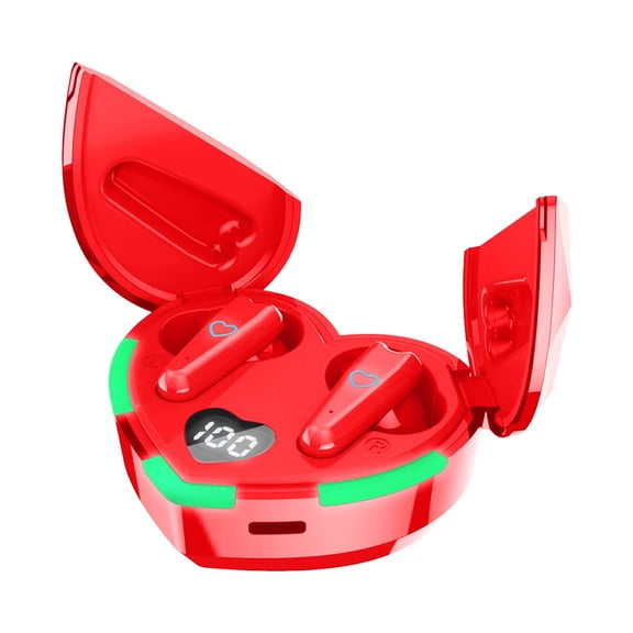 openpig Wireless Earbuds, Bluetooth Headphones with Charging Case, Built in Mic Ear Buds, Premium Sound Stereo, Deep Bass, Headset for Sports Running (Red)