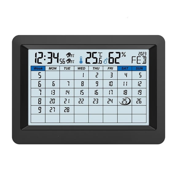 openup Electronic Date Clock Large Screen Month View, Room Climate Readout, Daily Alarm , Desktop Display or Wall Placem