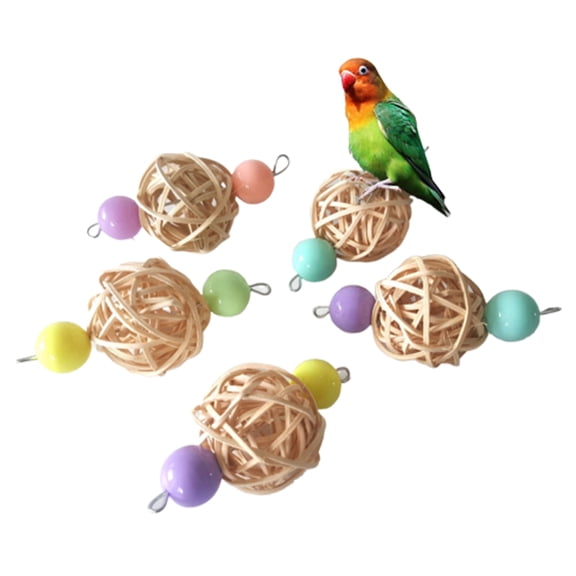 opolski Pet Bird Parrot Bite Chew Toy Cockatiel Parakeet Cage Hanging Cane Rattan Ball