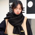thumbnail image 1 of opolski Winter Scarf Knitted Thickened Solid Color Elastic Windproof Stay Warm Anti-shrink Lady School Outdoor Scarf Clothes Accessories Black, 1 of 8