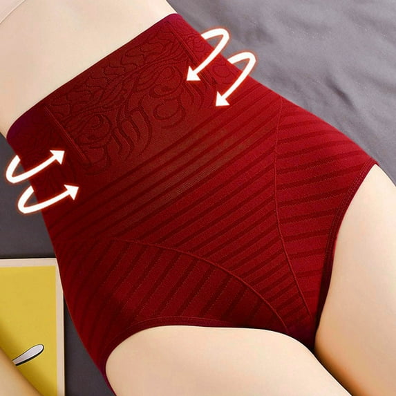 opolski Women Panties High Waist Tummy Control Butt-lifted Great Elasticity Soft Anti-septic Striped Belly Support Breathable Lady Sports Underpants Briefs