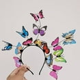 thumbnail image 1 of opolski Women Performance Hair Hoop Dressing Exaggerated Simulation Butterflies Decor Headband Party Wedding Colorful Headpiece Multicolor, 1 of 8