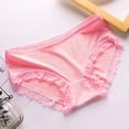 thumbnail image 1 of opolski Women Underpants Seamless Solid Color Soft Lace Breathable Mid Waist Moisture-wicking Elastic Anti-septic Butt-lifted Lady Briefs Panties, 1 of 8