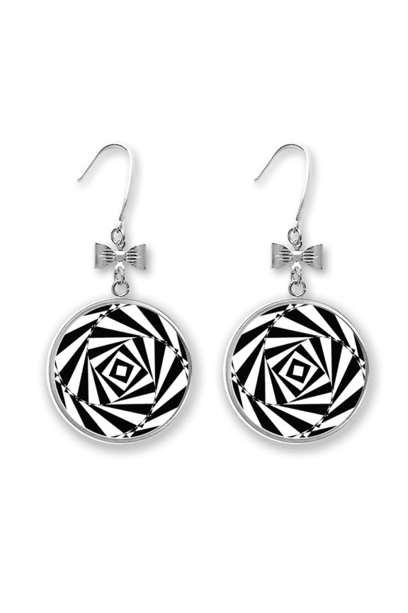 optical illusion art deco fashion bow earrings drop stud pierced hook