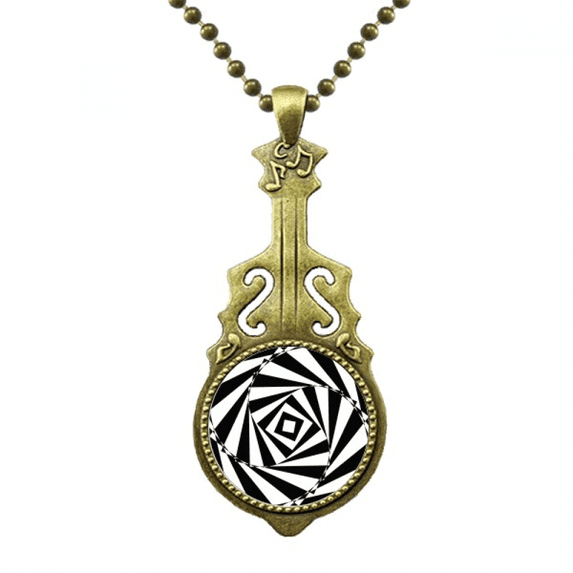 optical illusion art deco fashion necklace antique guitar jewelry music pendant