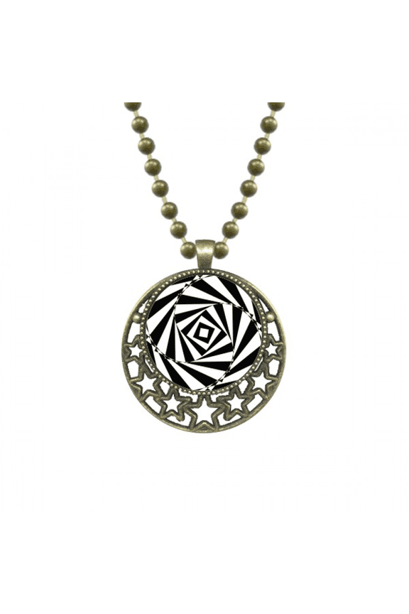 optical illusion art deco fashion pendant star necklmoon chain jewelry