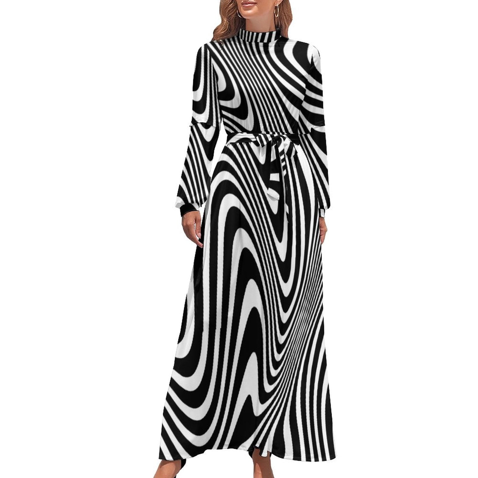 optical illusion (black + white) Long Dress elegant party dresses for women  2024 summer dresses womens 2024 - Walmart.com