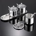 thumbnail image 1 of opvise 1/2/3Pcs Seasoning Jar Stainless Steel Sugar Container with Glass Lid And Spoon Kitchen Countertop Coffee Bar Sugar Bowl for Salt Spices Honey Silver 3pcs, 1 of 8