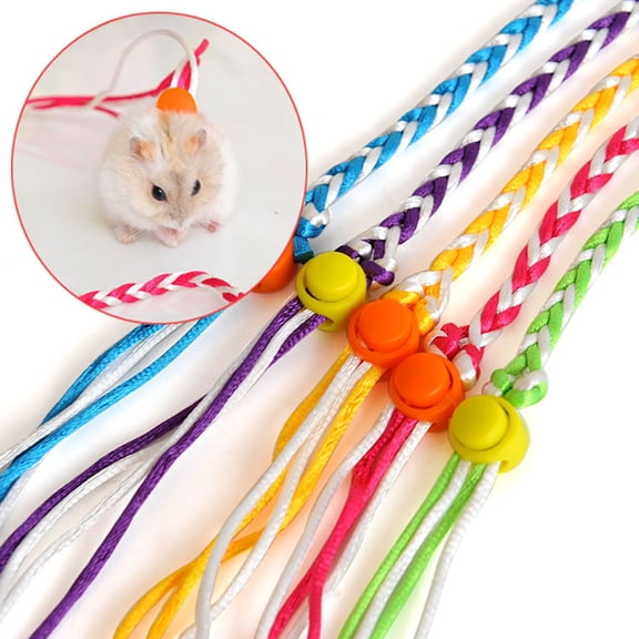 opvise 1.4/2m Small Pet Hamster Rabbit Adjustable Traction Rope Walking Collar Leash Random Color
