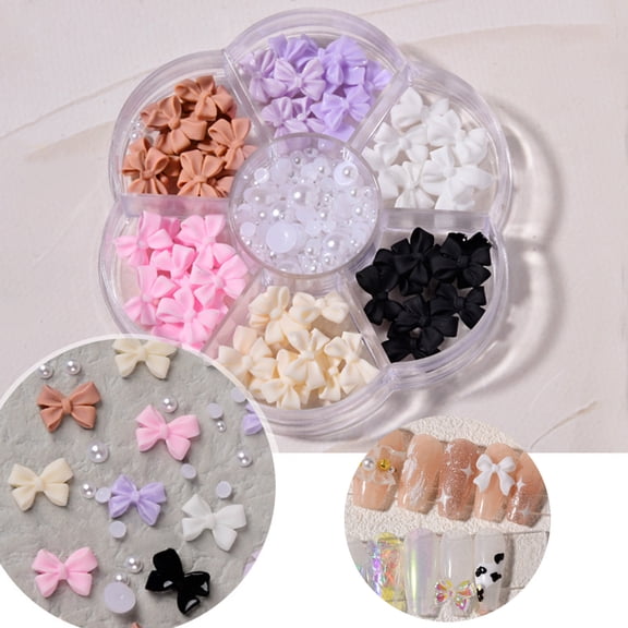 opvise 1 Box Nail Decals Cute 3D Effect Resin Nails Aurora Rhinestone Tools DIY Supplies