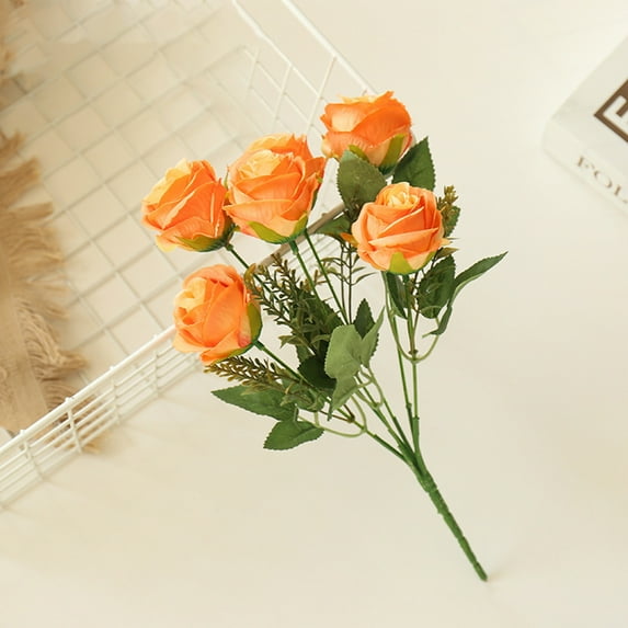 opvise 1 Bunch Realistic Handmade Artificial Flower Faux Silk Flower Elegant Artificial Rose Decor for Mothers Day 3