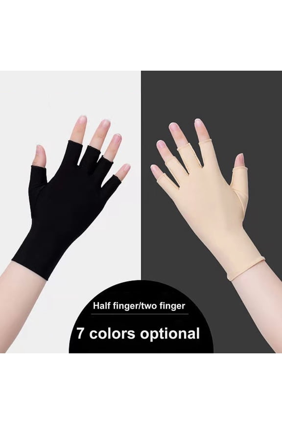1 Pair Half Fingers Gloves Super Soft Breathable Stretchy Friendly to Skin Ultra-Thin Block UV Spandex Summer Sunscreen Semi-Finger Riding Gloves Nail Supplies