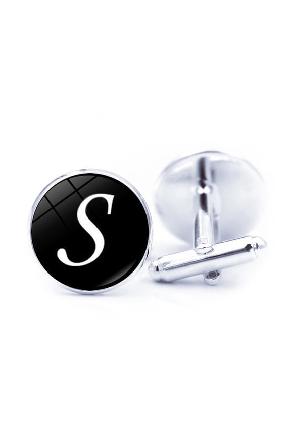 1 Pair Men Cufflinks Letter Pattern Electroplating Smooth Surface Exquisite Craftsmanship Item Decorate Alloy Men A-Z Single Alphabet Cufflinks Custom Accessory