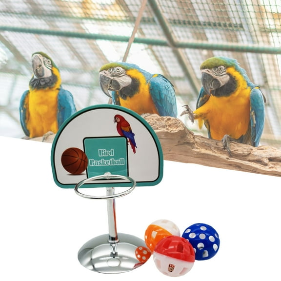 opvise 1 Set Bird Toy Round Base with Bell Ball Pet Bird Parrot Basketball Game Toy S