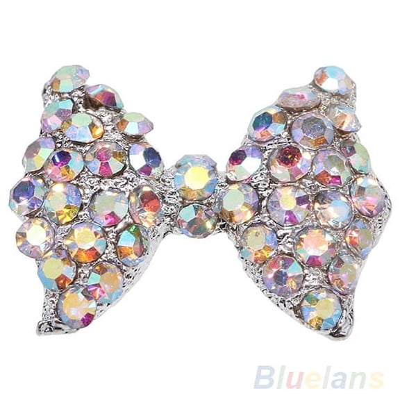opvise 10 Pcs 3D Rhinestone Bow Tie Shape Nail Art Tip Glitter Decoration DIY Manicure