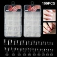 thumbnail image 1 of opvise 100 Nail Tip Half Cover Extending French Style Short Clear Extension Artificial DIY Tips, 1 of 8