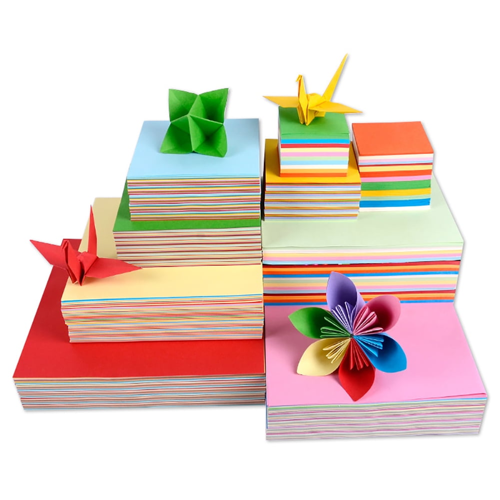 opvise 100Pcs Square Origami Paper Double Sided Coloured DIY Folded Papercraft Tool 15cm 100pcs