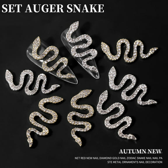 opvise 10Pcs/Set Nail Ornament DIY Jewelry Glitter Minimalist Snake Artistic Novelty Nail Jewelry for Women