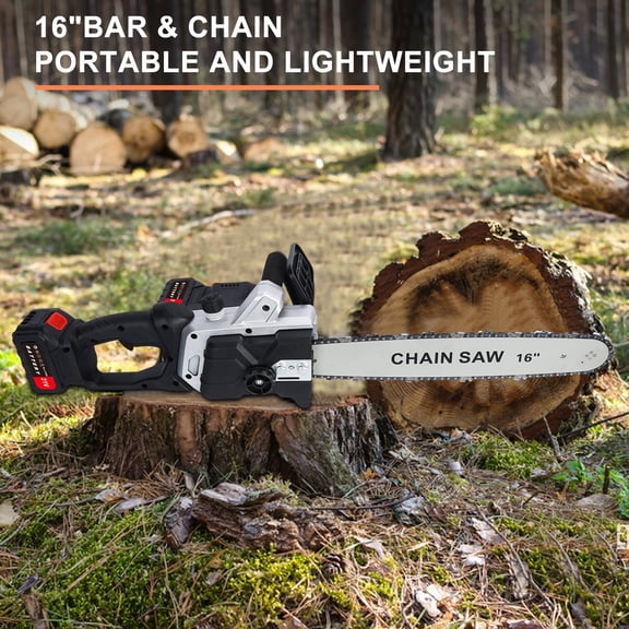 Opvise 16″ Brushless Cordless Electric Chainsaw, 1800W Dual 4000mAh Batteries, 4.7m/s Chain Speed, Anti-Splash Guard & One-Key Tension – Home & Pro Logging