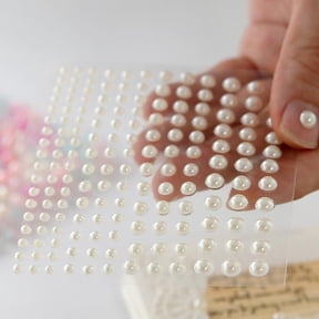 opvise 165Pcs/Sheet Face Pearl Sticker Multifunctional Beautiful Convenient Detachable Painless Album Decoration Vivid Face Makeup Pearl Decal for Party