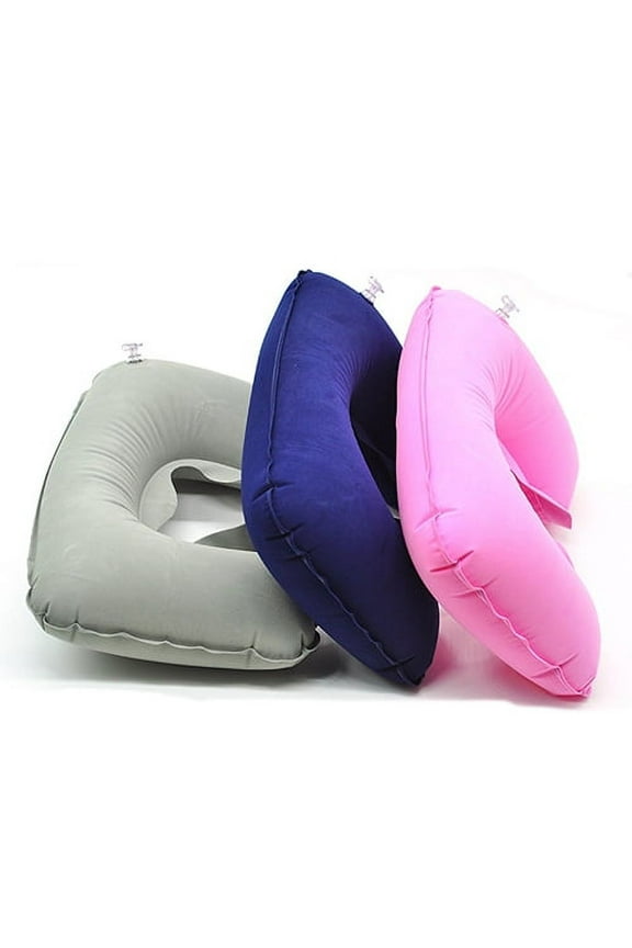 1Pc Inflatable Travel Air Cushion Neck Rest U Shape Plane Flight Portable Pillow Pink