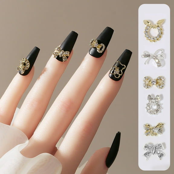 opvise 20Pcs Nail Ornaments Delicate Shape Rust-proof Alloy Bow-knot Wreath Nail Art Decor Manicure Designs Nail Supplies