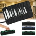 thumbnail image 1 of opvise 22 Pockets Portable Carrying Kitchen Chef Knife Roll Bag Cutlery Storage Case Blue, 1 of 8