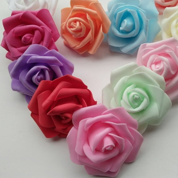 opvise 25/50/100Pcs Artificial PE Foam Rose Flowers Head DIY Mothers Day Decor Light Pink