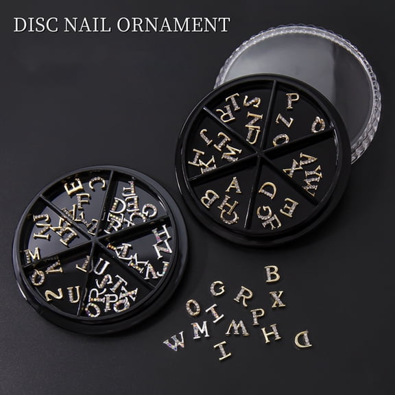 opvise 26Pcs Rhinestones Nails Studs Wear Resistant Remove Easily Manicure Accessories English Letters Nails Studs for Salon
