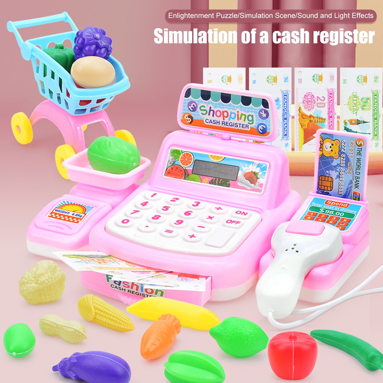 Electric Register Cash Register Pretend Play Set For Kids - Simulation Supermarket Toy House With Parent-Child Matching - 231228