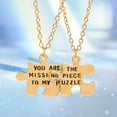 thumbnail image 1 of opvise 2Pcs Couple Necklaces Puzzles Letters Jewelry Simple Fashion Appearance Friendship Necklaces for Valentines Day Golden, 1 of 7