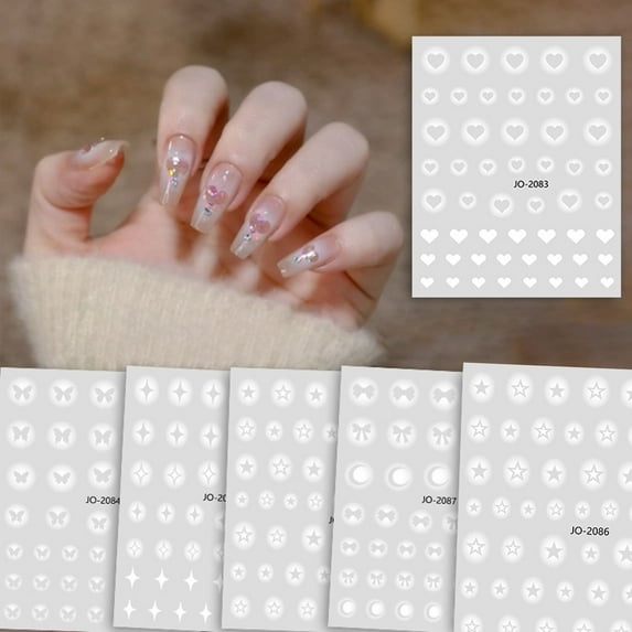 opvise 2Pcs Nail Stickers Self Adhesive Waterproof Eco-friendly Strong Stickiness Easy to Apply Bow-knot Butterfly Nail Sticker Manicure Decor Nail Supplies