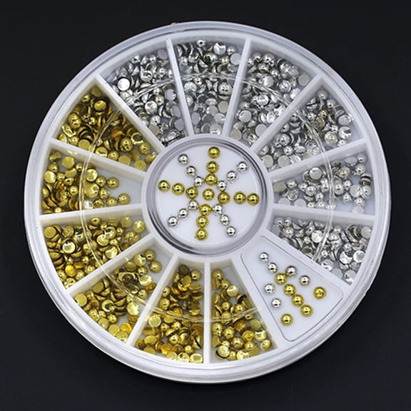 opvise 2mm Nail Art Decoration Wheel Portable 12 Wheels Acrylic Multi-purpose Elegant Jewels Decor Wheel for Cellphone Case