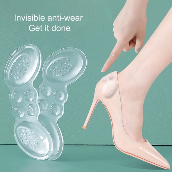 opvise 3 Pair Heel Silicone Pads Non-slip Anti-wear Transparent Adhesive Soft Relief Pain Foot Care Women Men Invisible Heel Insole Stickers Shoes Accessories