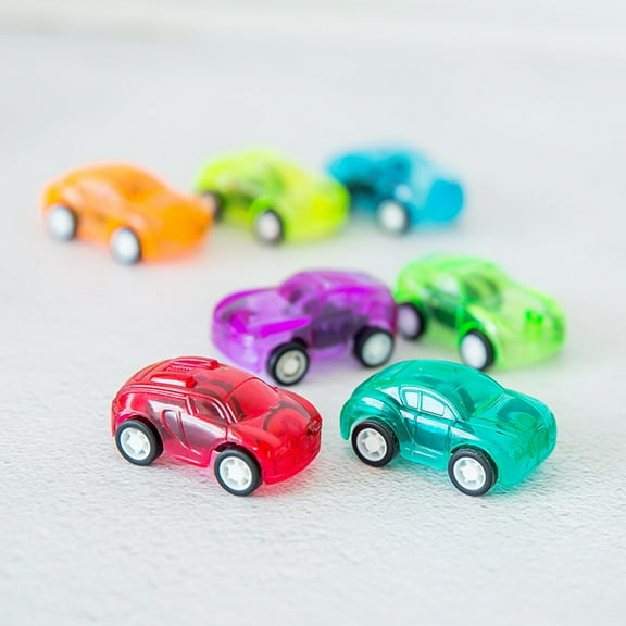 opvise 4Pcs Mini Pull Back Transparent Car Vehicle Model Preschool Learning Kids Toy Random Color