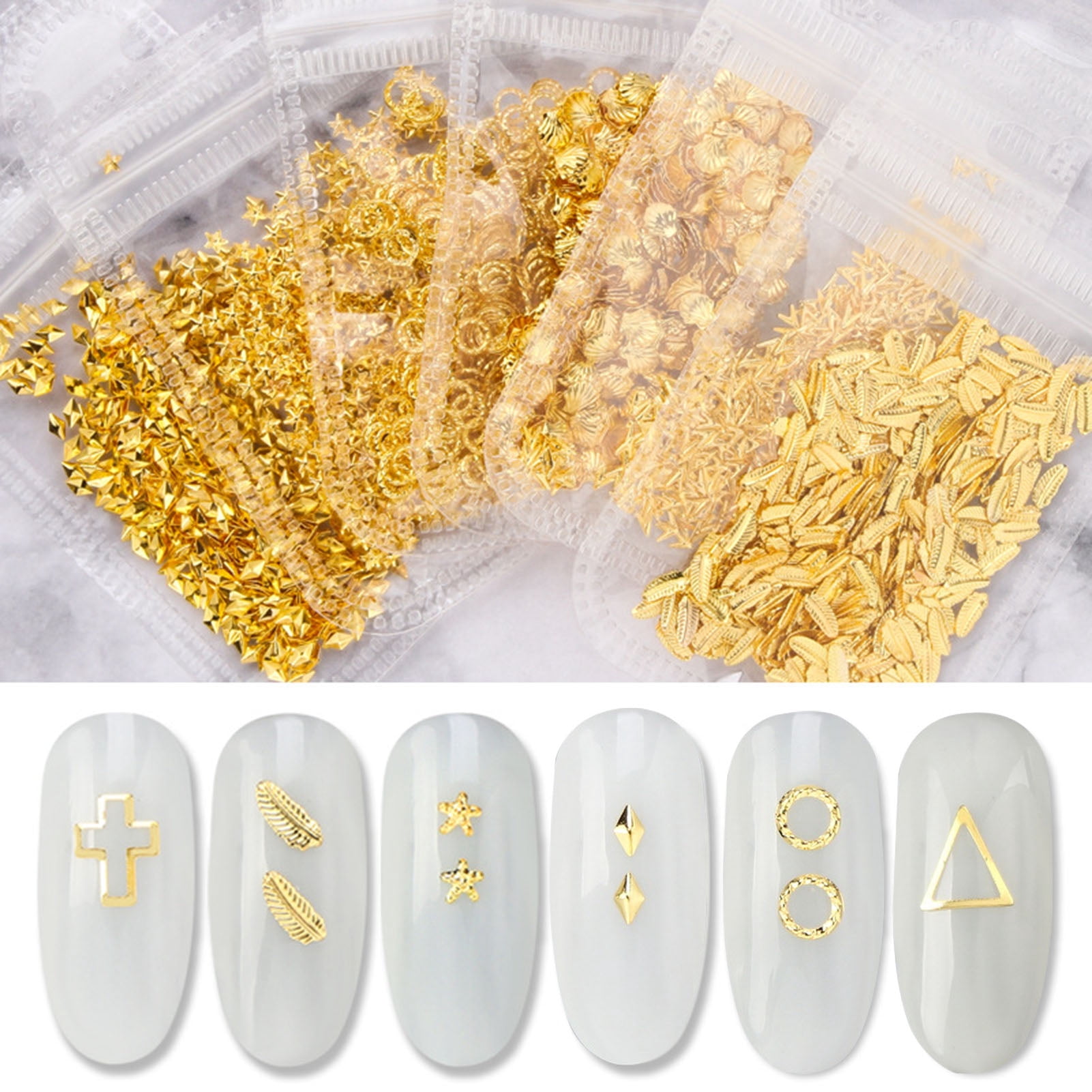 opvise 500Pcs/Pack Nail Metal Sticker Rivets Shape DIY Metal Non Drop ...